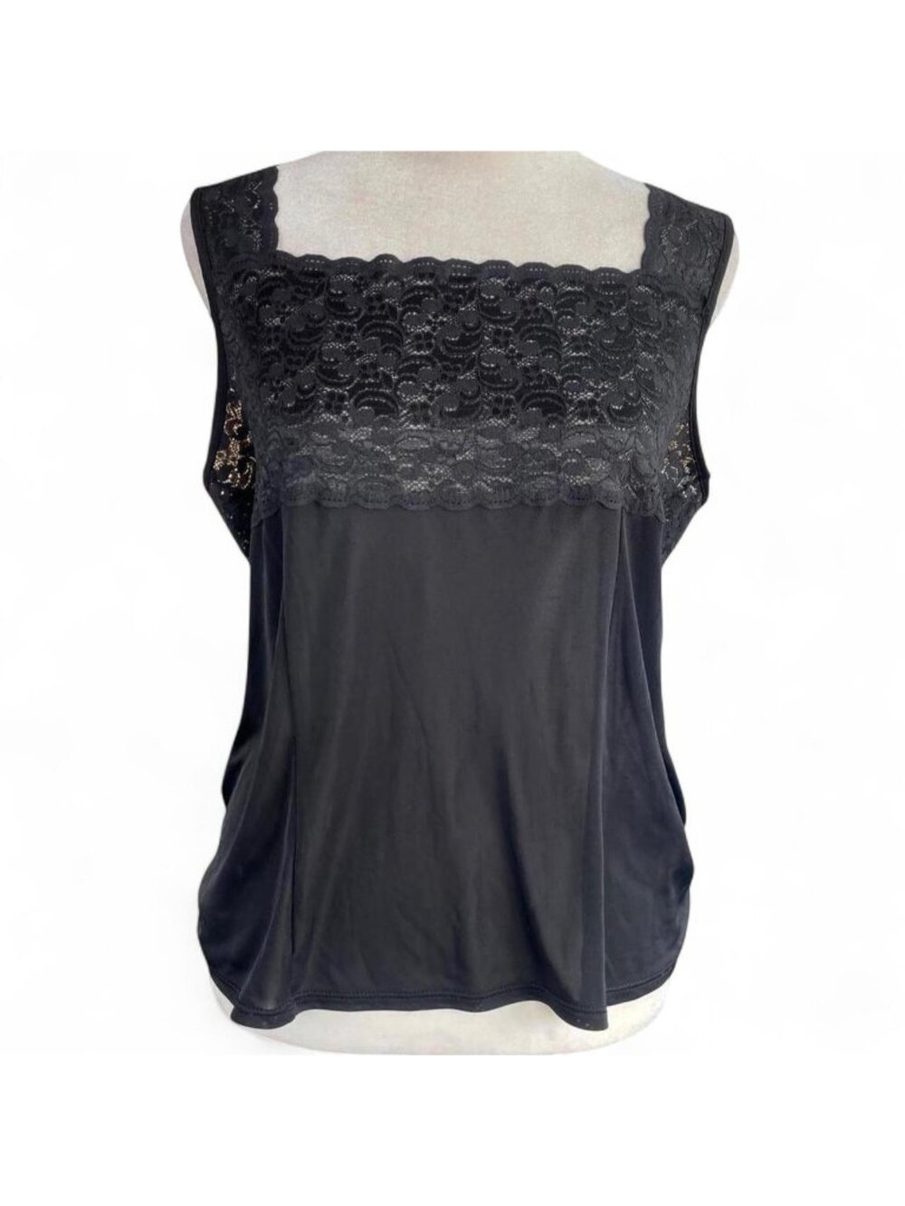 Vintage black lacy slip tank top Size XL